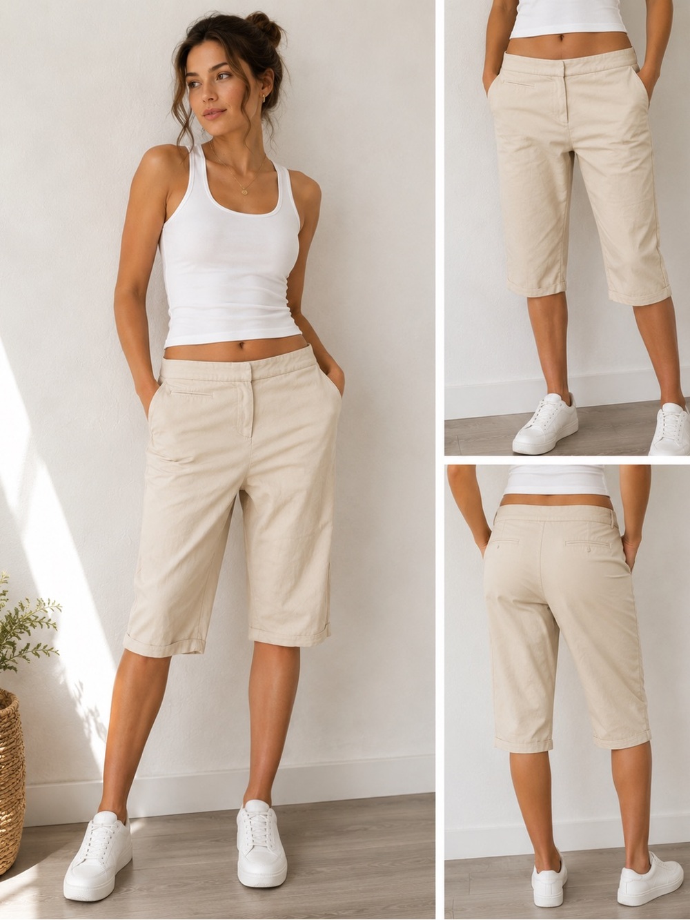 Poet 09 by Sigrid Olsen Women’s Beige Cropped Capri Pants – Size 10 - Picture 1 of 6